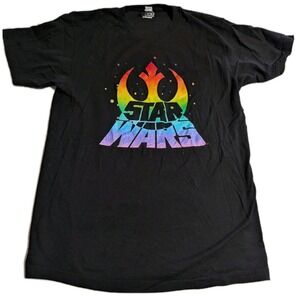 Star Wars Pride Rebel Alliance Rainbow Logo T-Shirt Men's Large Black